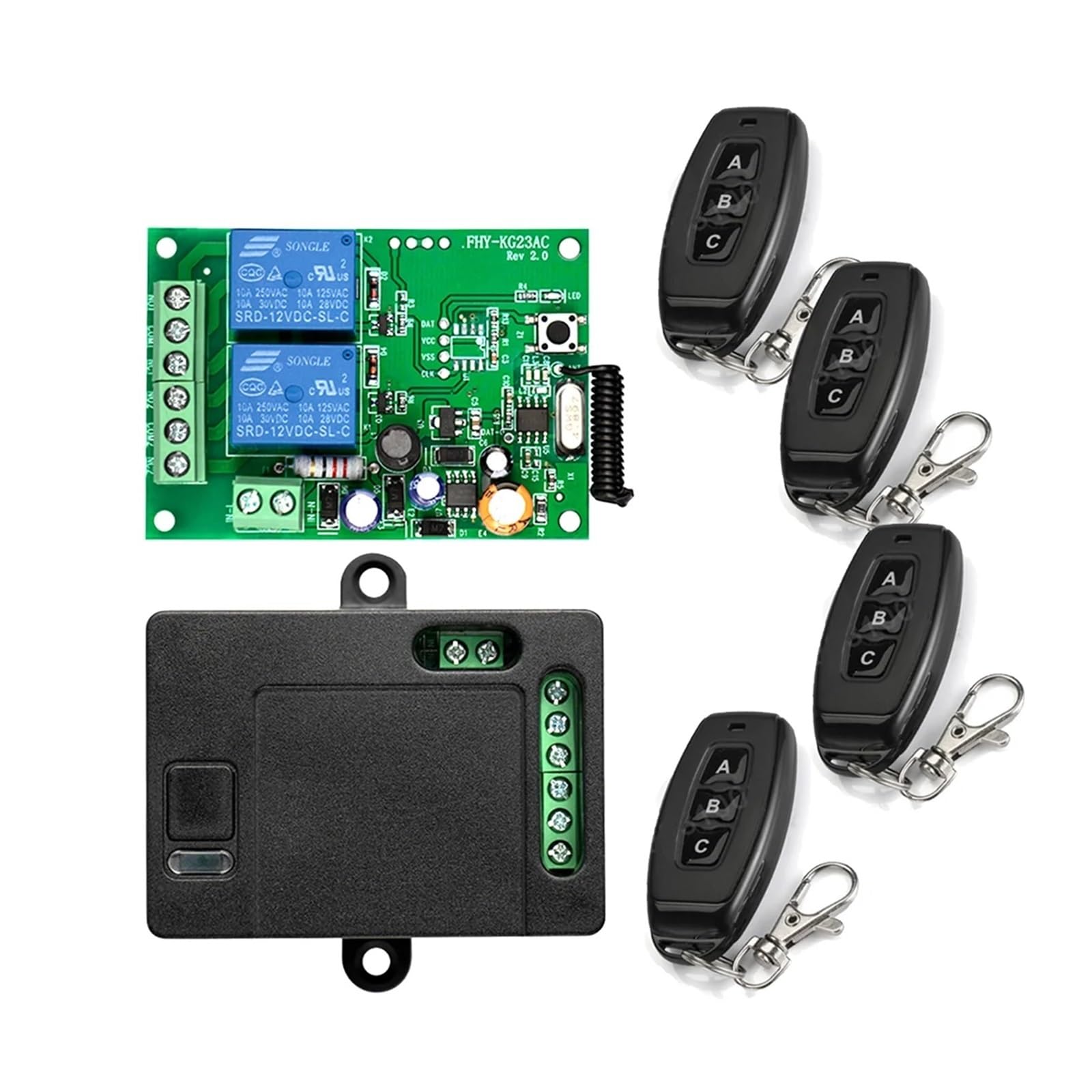 Apriporta del garage, Telecomando senza fili 433Mhz AC220V 2CH Ricevitore e trasmettitore relè universale Rf for il controllo del motore della porta del garage e del cancello Adatto a cancelli versati