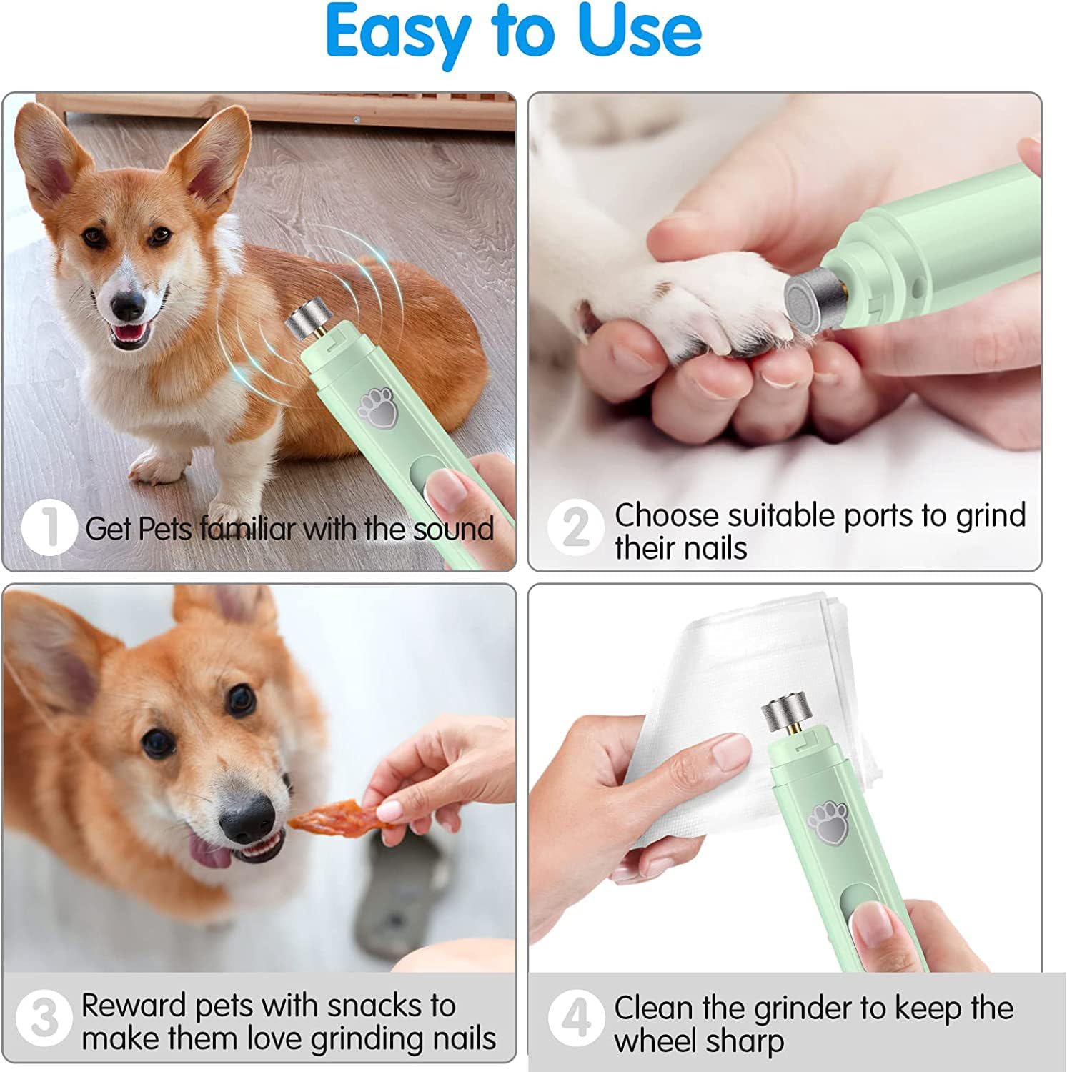 MEIION dr Pfoten KrallenSchleifer Pro Set - Schmerzfreier Nagelschleifer für Hunde und Katzen – Schmerzfreies Nagelschneiden für kleine, mittelgroße und große Hunde – 2 Geschwindigkeiten