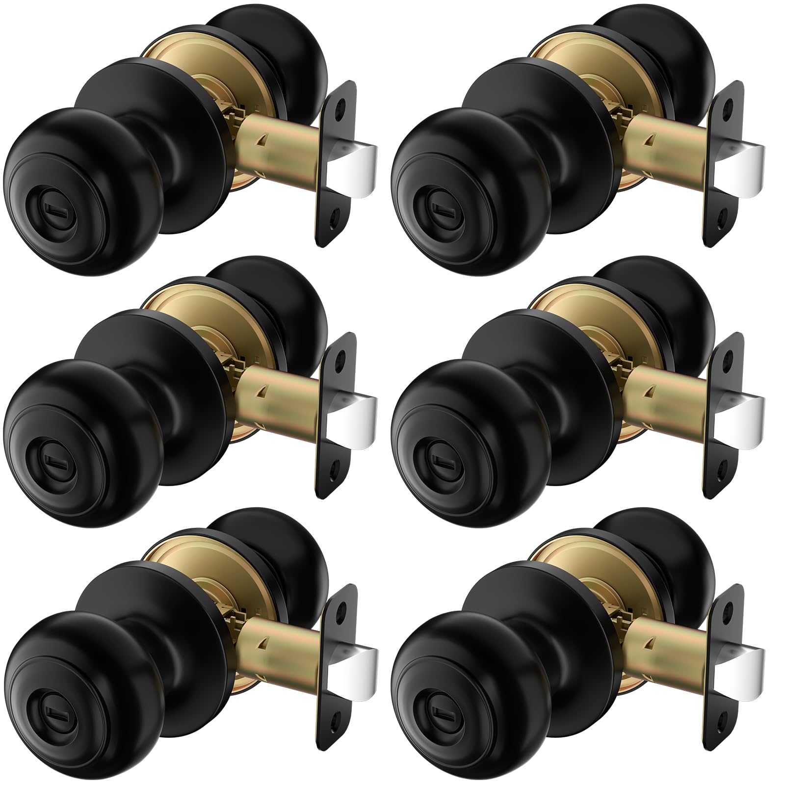 Matte Black Privacy Door Knobs - 10 Pack -10