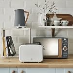 Swan Nordic Toaster 2 Slice with Extra Wide Slots for Bagels, Waffles, Breads, Cancel, Defrost and Bagel Function, 6 Brown Settings, Cotton White (ST14610WHTN)