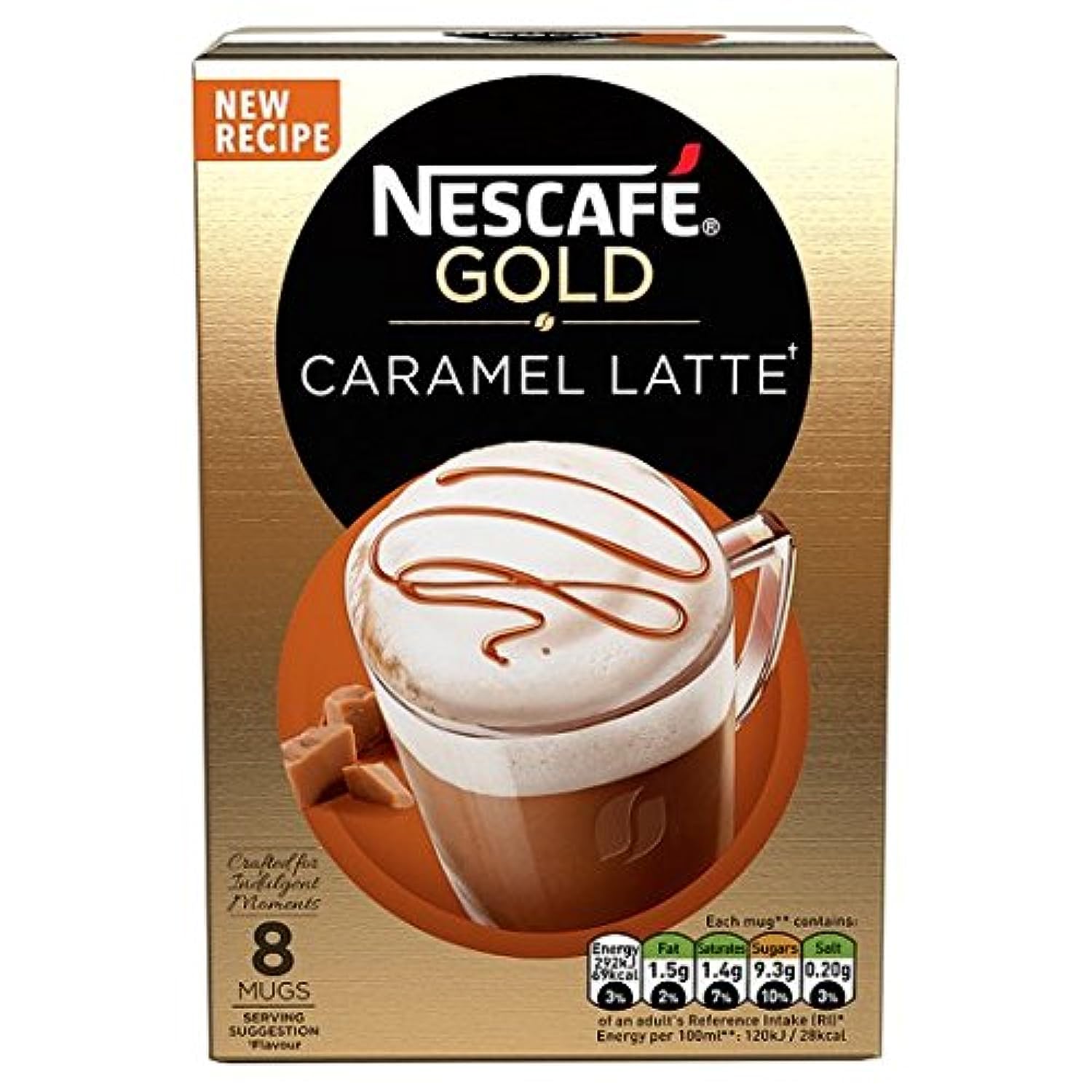 Nestle Gold Caramel Latte, Ground - Pack Of 8 Mugs (136 Gram, Box)