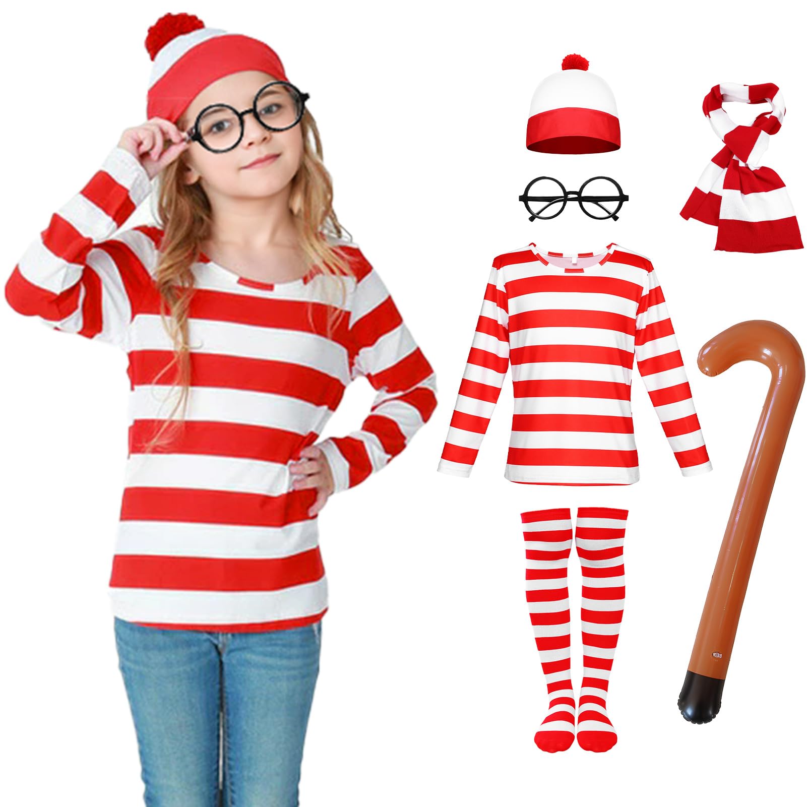 Alaiyaky Red and White Striped Character Costume (Style B, 120)