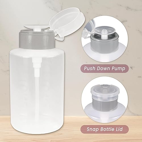 Miniatura 3 de Dispensador de bomba de presión gris de 9 onzas, botella recargable vacía con tapa abatible, para esmalte de uñas, viajes, embalaje de cosméticos