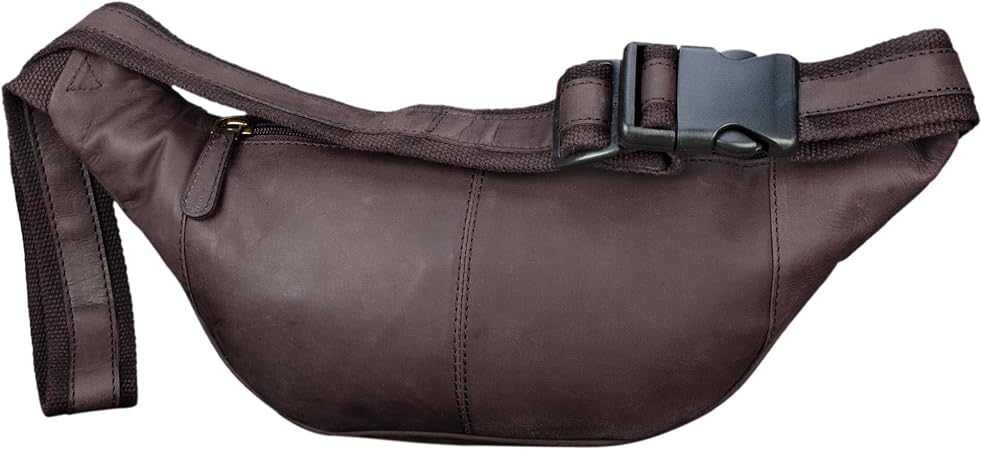 STILORD Lormeva Gordelz Zak leder ideale Cross-Body Schoudertas Vintage Fanny Pack voor mannen vrouwen voor Jogging Festival Echt Leer Kleur:aneto - bruin