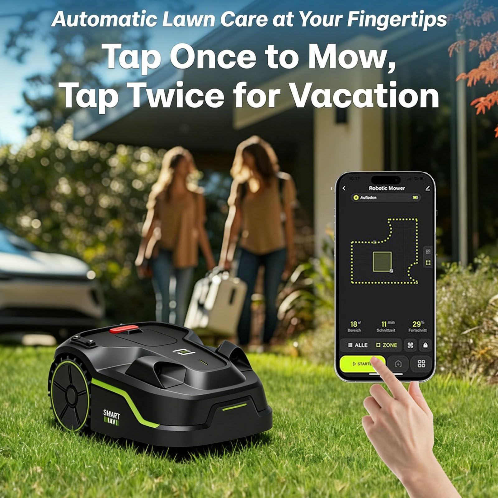 Robot tagliaerba Senza Fili perimetri di 600-800 m², mappatura Automatica, Posizionamento Ultra-Wideband + Visione + GPS, Gestione a 16 Zone, evitamento Intelligente degli Ostacoli