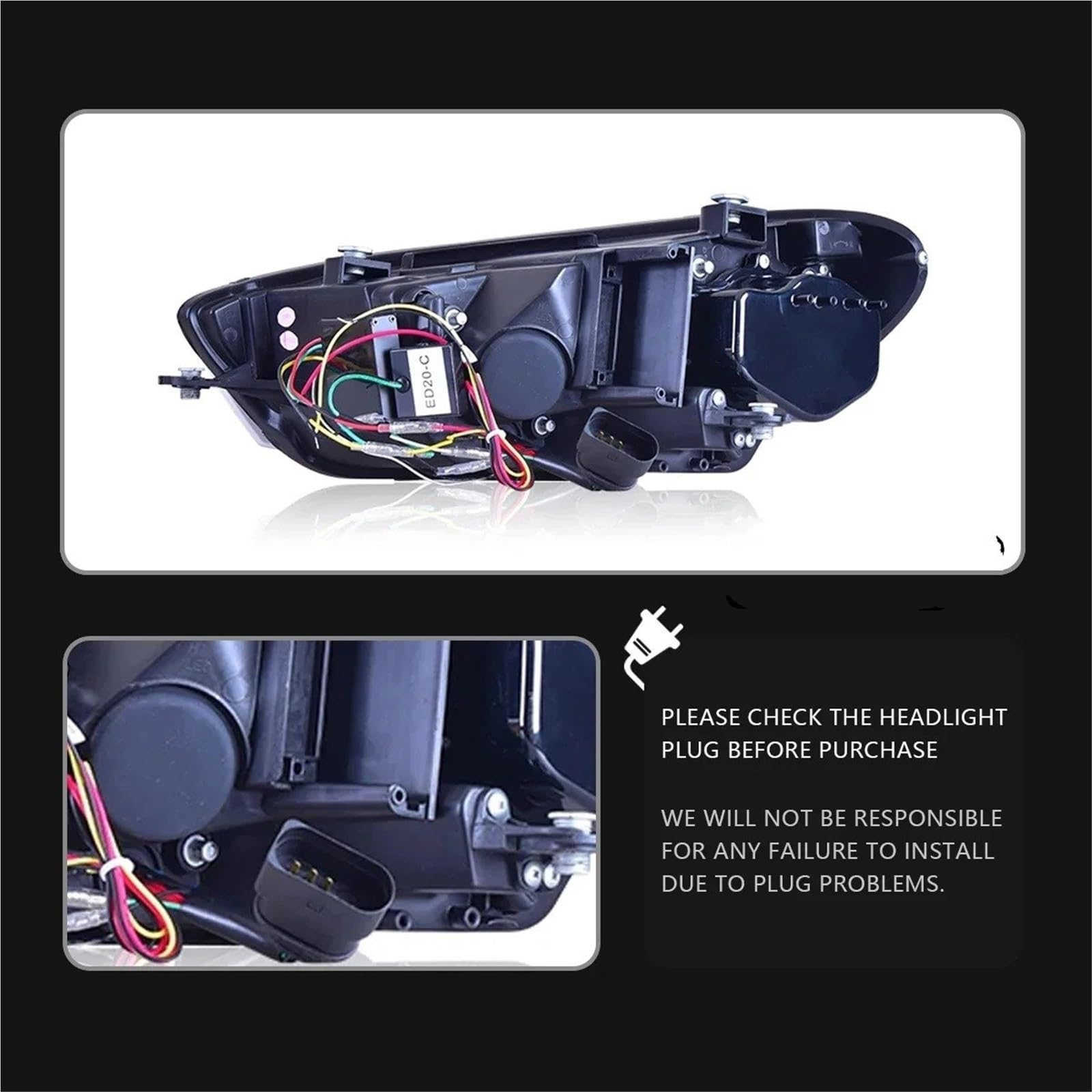 Faro Anteriore per VW Scirocco 2009-2017 DRL modificato Indicatore di direzione dinamico Faro Accessori Auto Auto Gruppo Faro Auto()