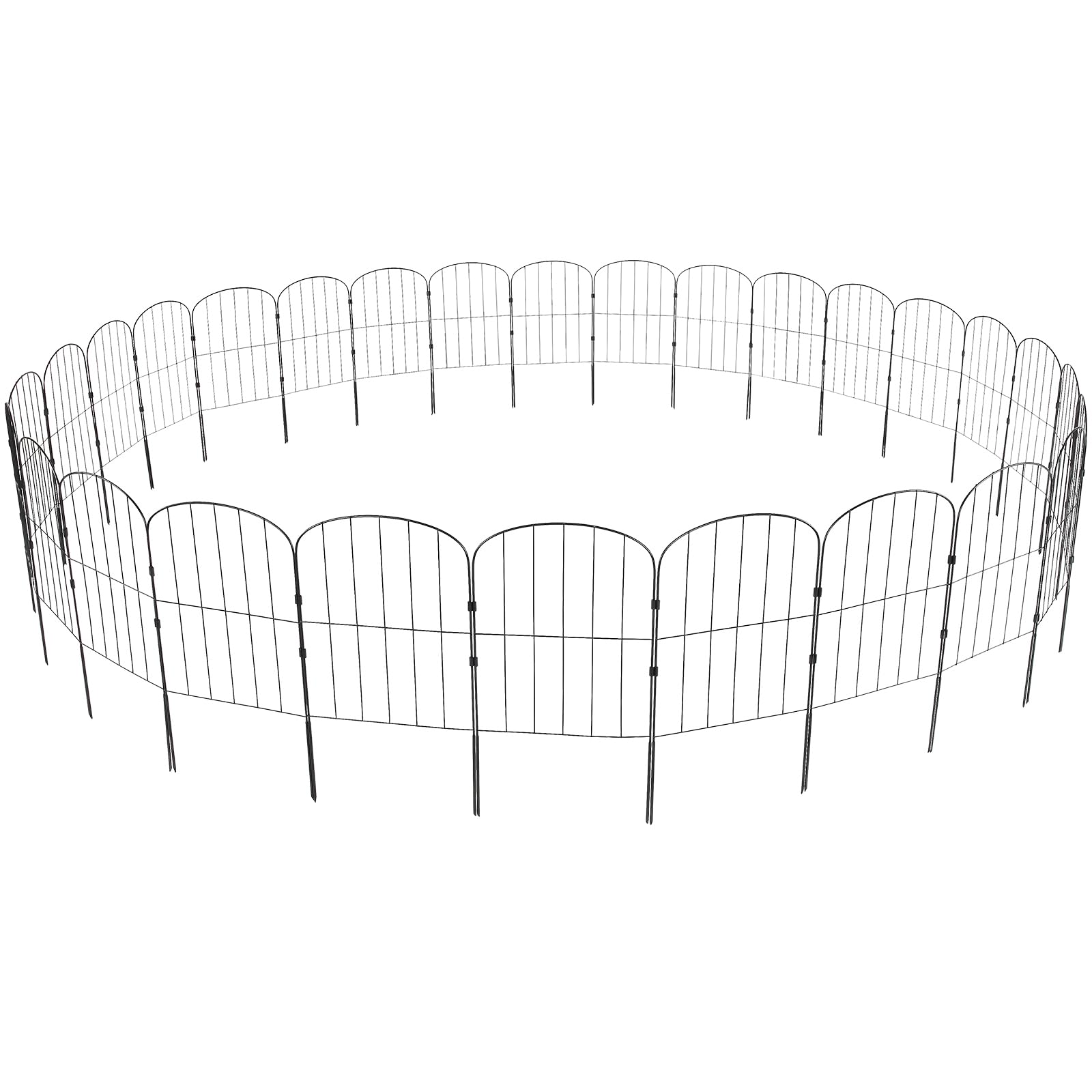 VEVOR Dekoracyjne ogrodzenie ogrodowe, 61 x 33 cm, metalowe ogrodzenie ze stali węglowej, 5,08 cm, odstęp między kolcami, płot dla psów, siatka ogrodzeniowa, metalowe elementy ogrodzenia, w zestawie