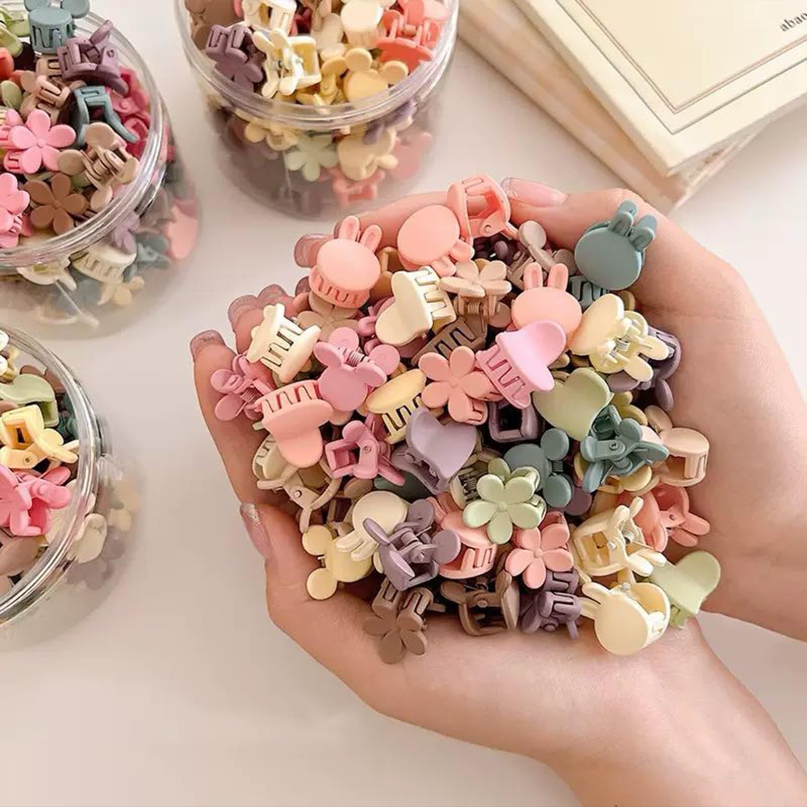 50Pcs Mini Flower Hair Accessories - Cute Tiny Claw Clips for Fine Hair Styling, Strong Grip Colorful Clips, Christmas Gifts for Women and Girls