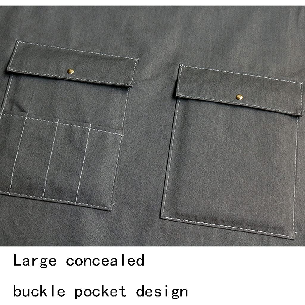 Delantales Cocina Cocina Delantales Ajustable Cuero de Vaca Correa de Hombro Denim Delantal for Hombres Mujeres Impermeable Babero Cocina Delantal con Bolsillos Regalo Sorpresa