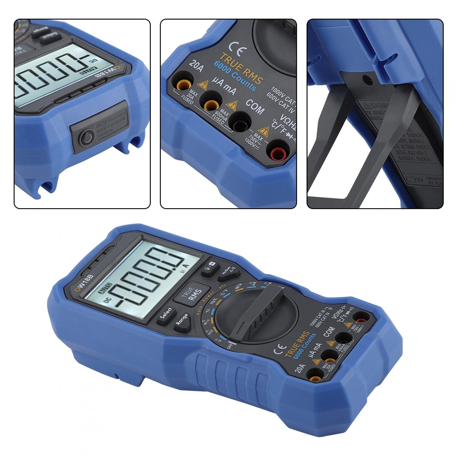 OW18B Digitales Multimeter, Bluetoothes Messgeräte Digitales Amperemeter Ohmmeter Multifunktionales Datenlogger für Spannung Strom Widerstand Kapazität Diodentemperatur