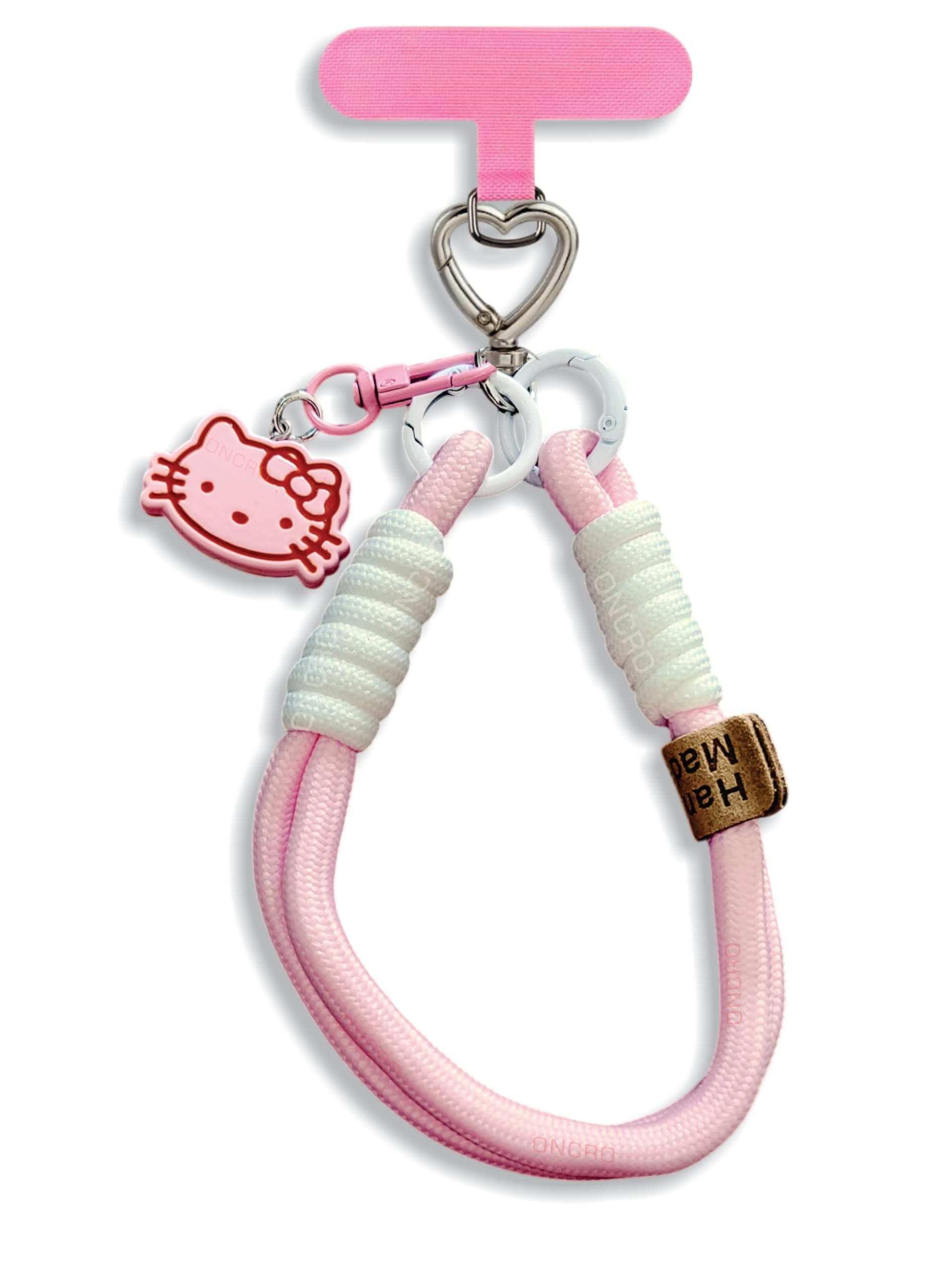 Hello Cat Kitten double string nylon cat charm black phone lanyard tether patch tab hanging heart lobster wrist rope hand strap cord aesthetic universal anti lost mobile secure stylish fashioned-image-6