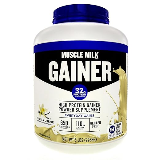 Muscle Milk Gainer Protein Powder, Vanilla Creme, 32g Protein, 5 Pound