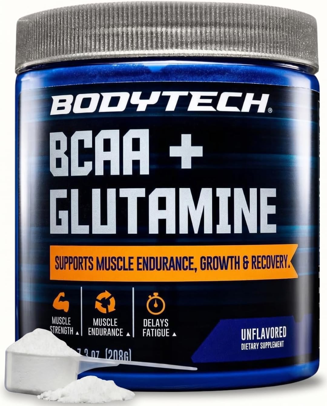 BodyTech BCAA + Glutamine Powder, Unflavored, 7.3 Oz, 30 Servings