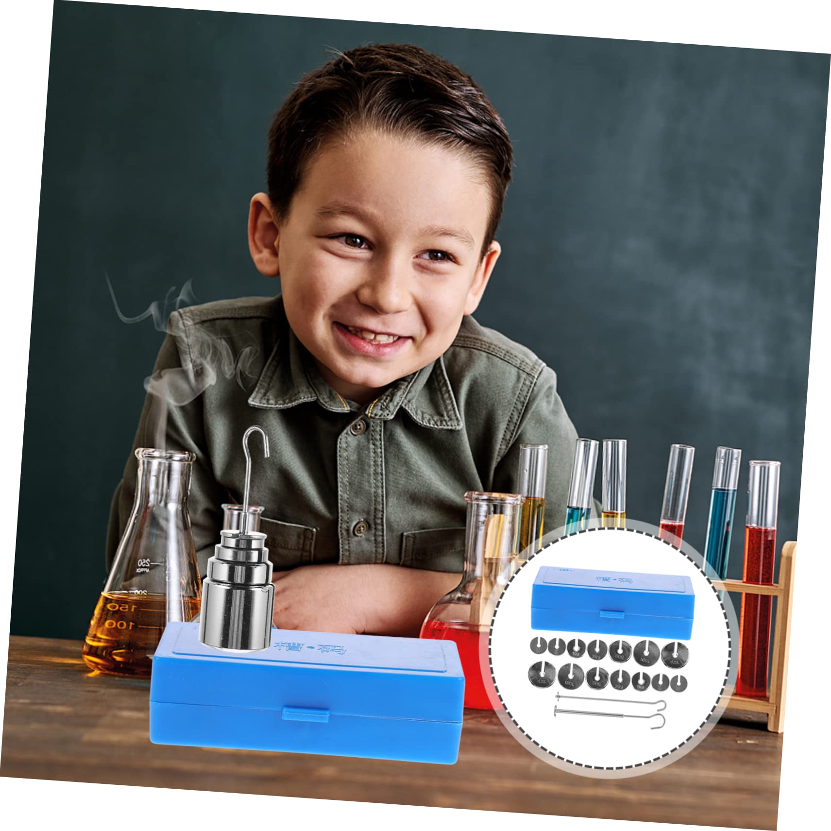 Mobestech 1 Juego Código De Ranura De Metal De Enseñanza Masa Ranurada Para Laboratorio Pesas Ranuradas Con Colgador Juego De Pesas De Prueba Métricas Pesos Métricos Acero Caja Con Gancho