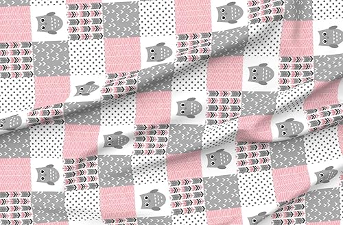 Miniatura 5 de Spoonflower Tela  Edredón de búhos rosados y grises con parte superior impresa en pétalos Signature de tela de algodón Fat Quarter  Coser acolchado