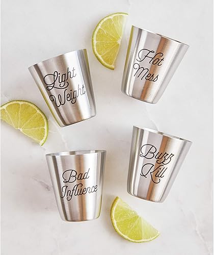 Miniatura 12 de Santa Barbara Design Studio SIPS Drinkware Stainless Steel Shot Cups, 4-Count, 2-Ounces, Party Starter