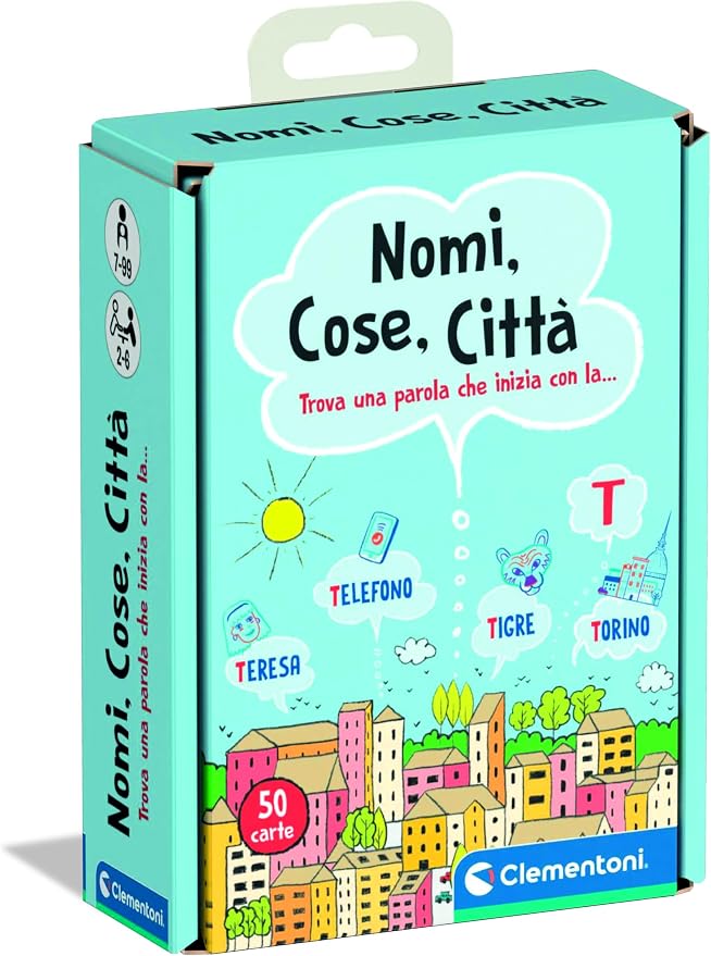 Clementoni - Nomi Cose e Città, Mazzo di 50 Carte