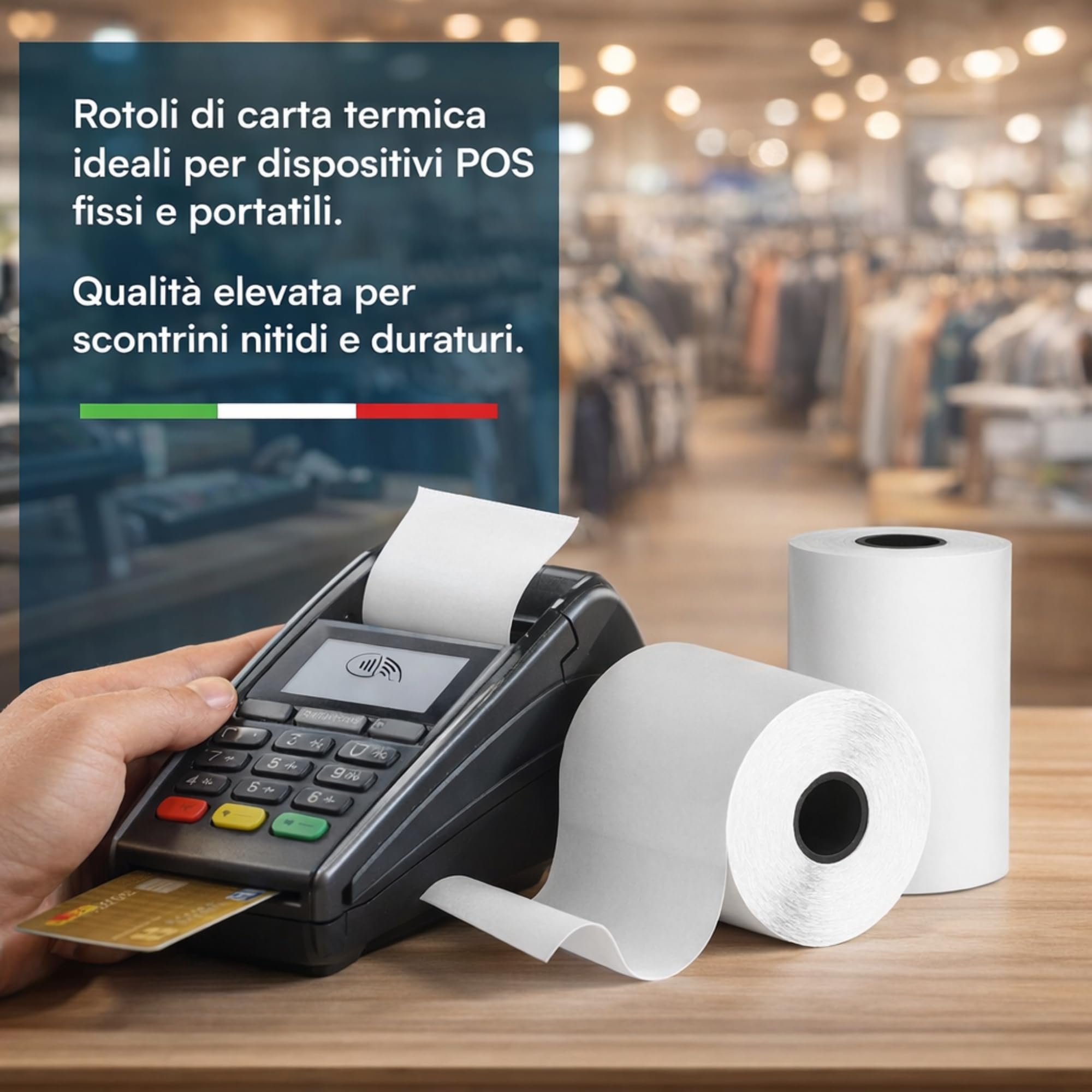 50 Rotoli POS Carta Termica (80 mm x 80 mt) GARANTITI e PROFESSIONALI - Anima da 12 mm - BPA Free 55 g per Registratore di Cassa, Calcolatrici e POS - Stampa Nitida e Duratura