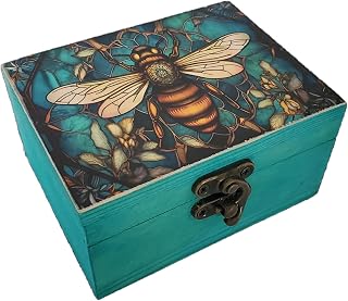 Bee Trinket Box Small Jewelry Keepsake Box | Earrings Necklace Storage Box for Girls Women | Bee lovers Gift Idea, Animals Ornaments for Home Décor (3BES)
