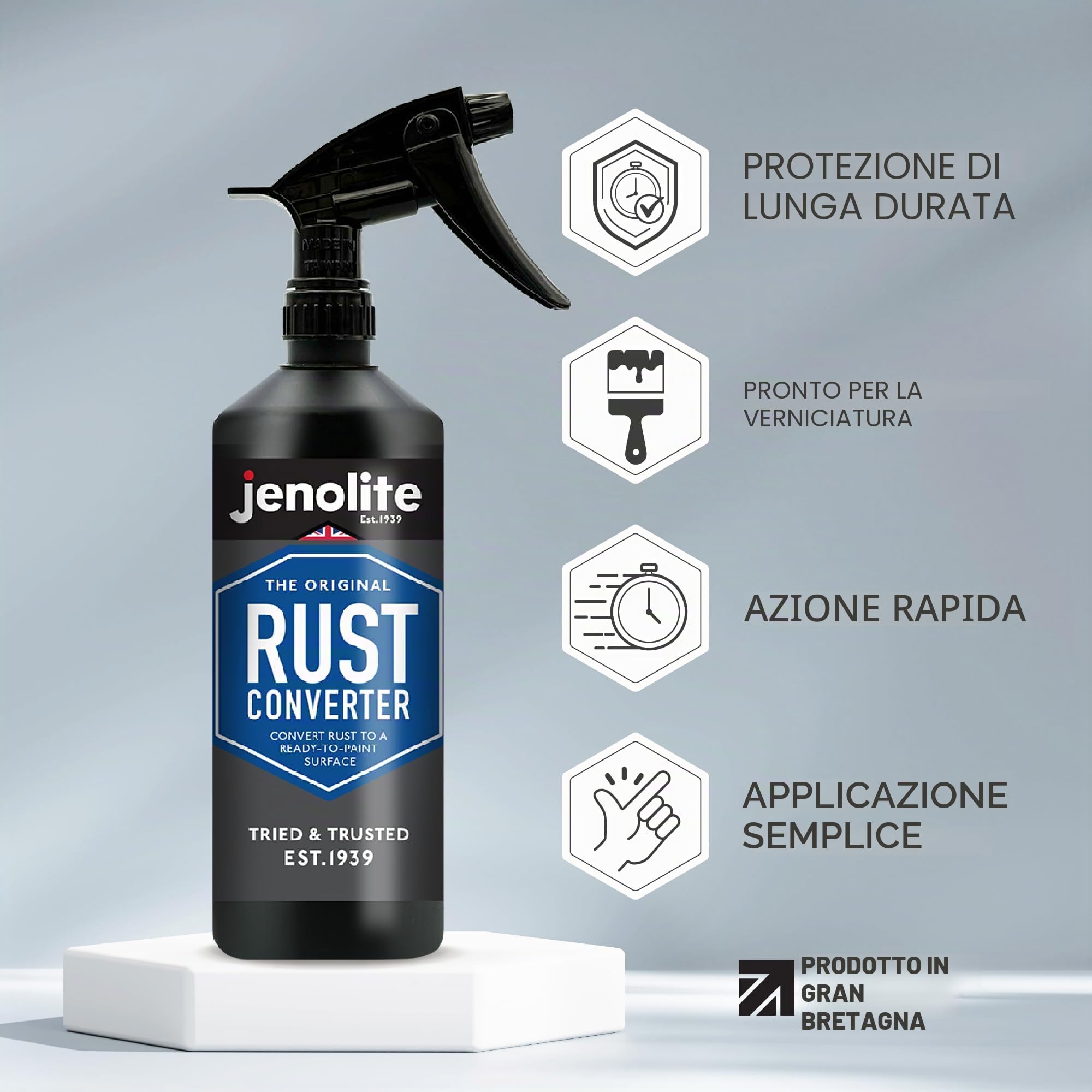 JENOLITE Convertiruggine - Convertitore di ruggine grilletto spray - 500g