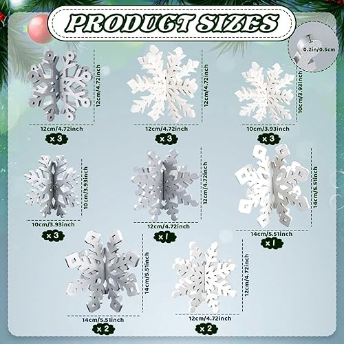 Miniatura 47 de OuMuaMua Juego de 6 decoraciones de mesa de Navidad con copos de nieve – 12 piezas de madera blanca 3D decoración de copo de nieve de mesa