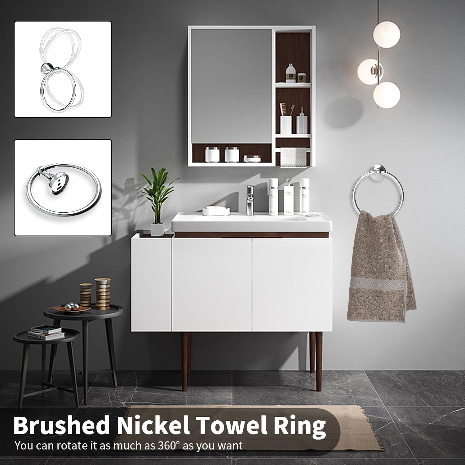 Newfun 8-Pieces 24 Inch Polished Chrome Bathroom Hardware Set, Bathroom Accessory Set, Includes 24" Adjustable Bath Towel Bar, Towel Rings Wall Mounted, Toilet Paper Holder, Robe Towel Hooks
