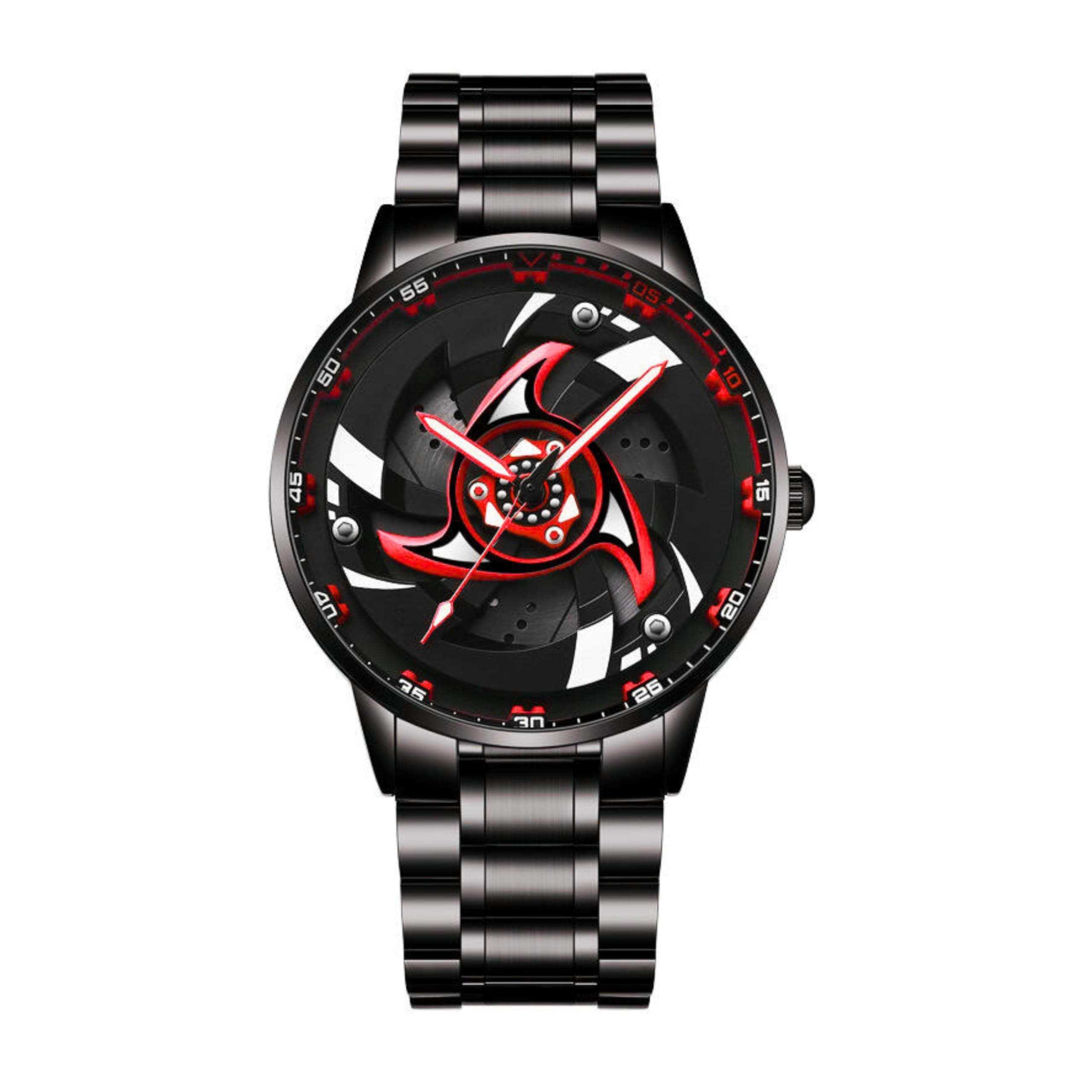 Branded Men's Sport Quartz Watch Arrow Wheel Dial 360 Rotating Casual Fashion Stainless Steel Alloy Mens & Boy's Luxury Metal Gift Creative Watch