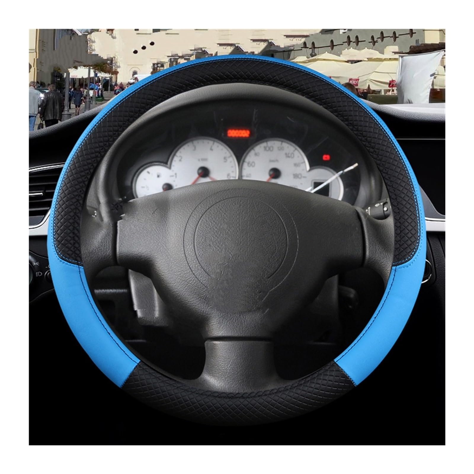 YSQOFDNFD Car Steering Wheel Cover For Citroen C3 For C3 For Picasso For Aircross For Pluriel DS3 DS5 Car Steering Wheel Cover(O shape Blue)