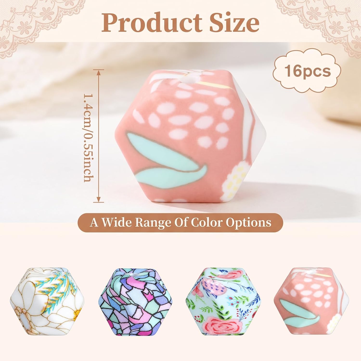 Bruislard 16Pcs Knitting Needle Stoppers Hexagon Print Knitting Needle Caps