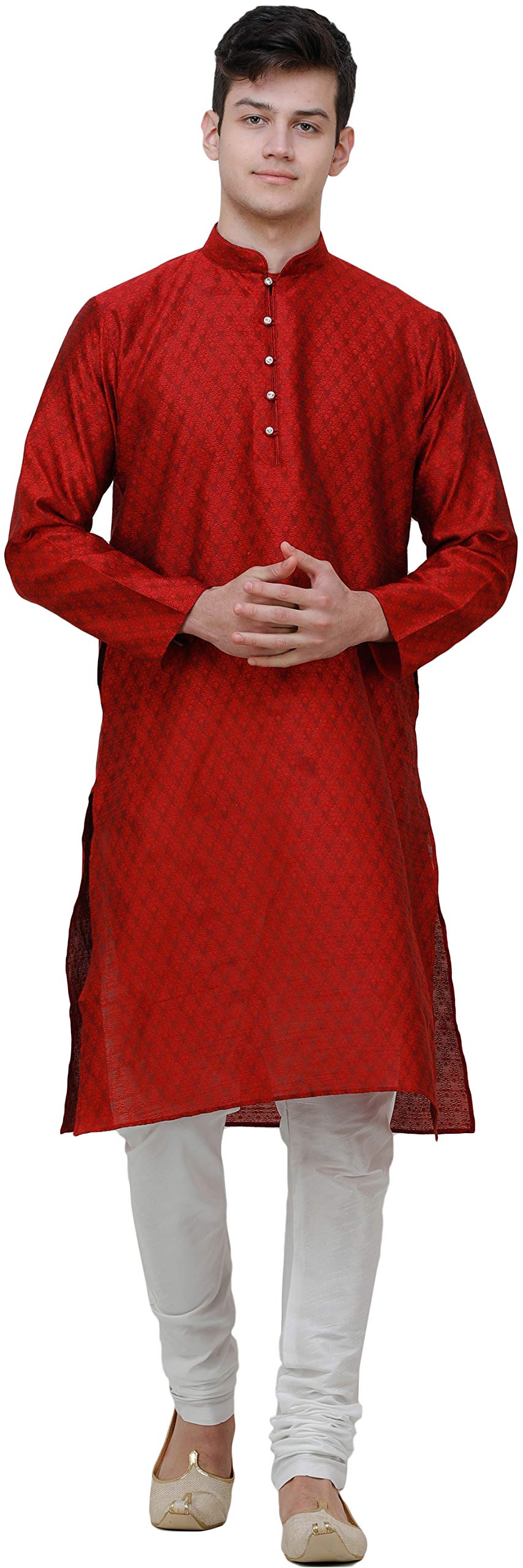 exotic india Men's Art Silk Regular Kurta Pyjama-picture-11