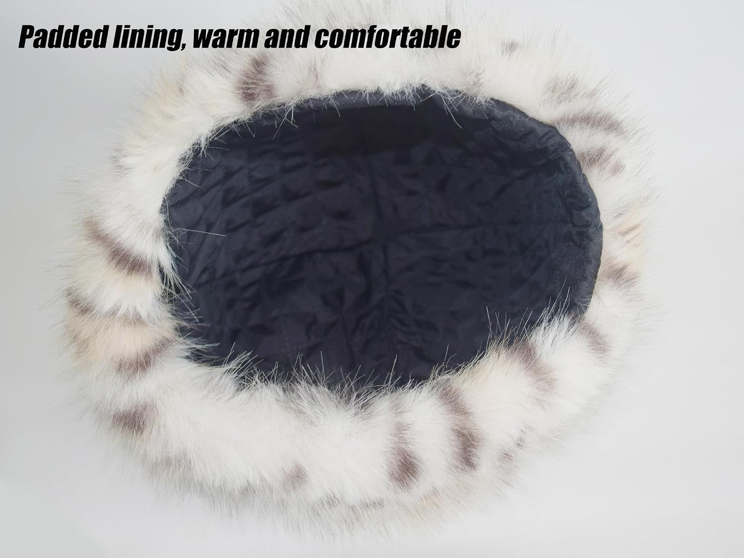 Women's Faux Fur Hat for Winter, Furry Cossack Russian Style Leopard Printed Warm Beanie Cap