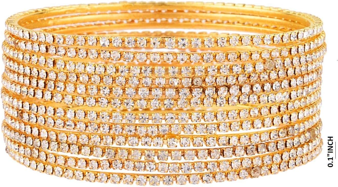 Efulgenz Rhinestone Bracelet Indian CZ Crystal Bangle Wedding Bridal Jewelry Bollywood Bangles for Women - Image 7