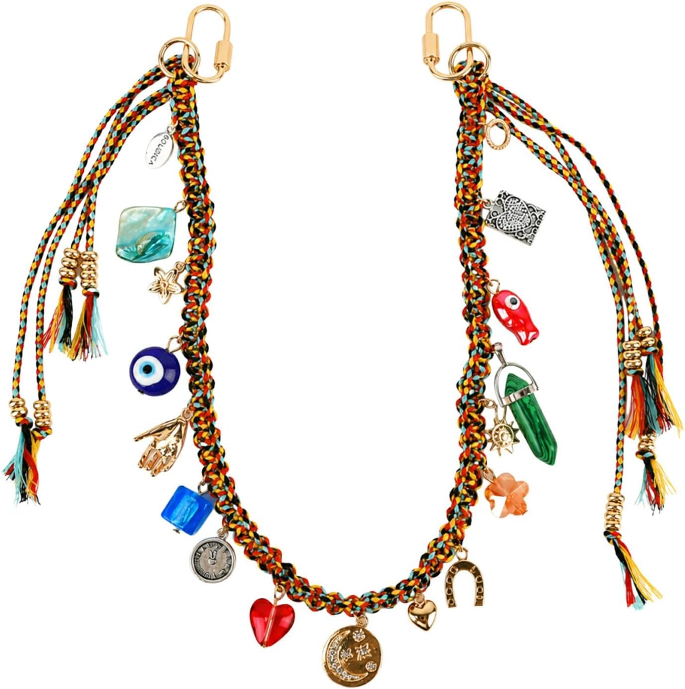 Chain Beaded Rope Braided Keychain Wallet Chain Extender, 2 in 1 Bag Extender & Purse Charm