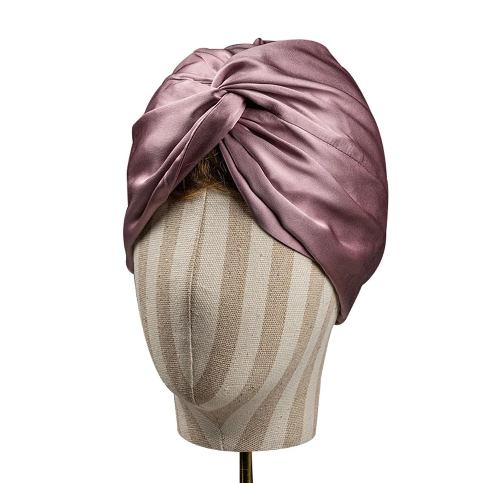 Gorro de Seda para Dormir Gorro de Dormir de Seda Doble for Mujer, Gorro de Dormir de Seda Nocturna con Cinta elástica for el Cuidado del Cabello Largo(S Light Purple)