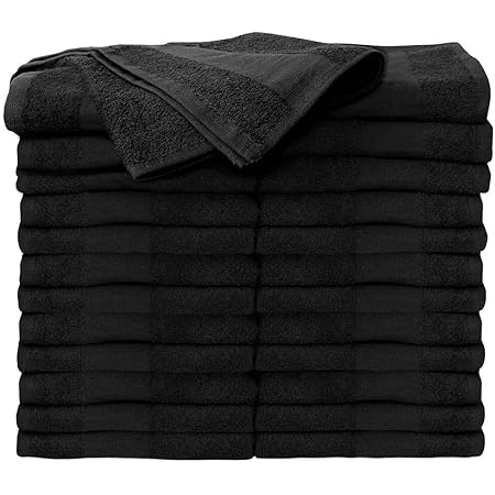 ForPro Professional Collection Premium Bleach Tough Salon Towels, Black, 100% Cotton, Bleach-Proof Towels, Stain Resistant, 16” W x 27” L, 24-Count (110540)