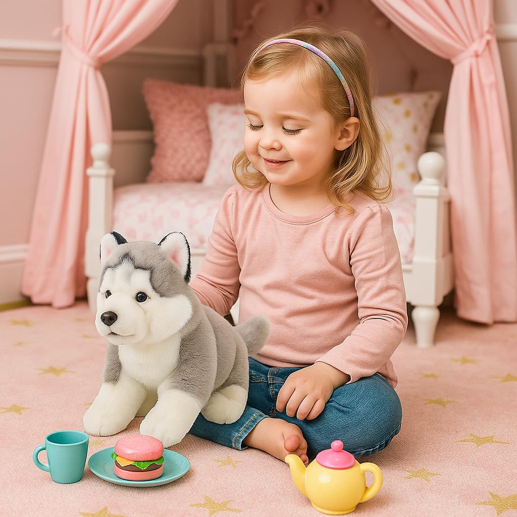 Husky Stuffed Animal, 16'' Soft Dog Plush Handmade, Cuddly and Realistic Stuffed Animals for Boys and Girls, Huggable and Washable, Husky Gifts for Kids, Friends, Birthday Xmas Gifts for Grandkids - Image 3