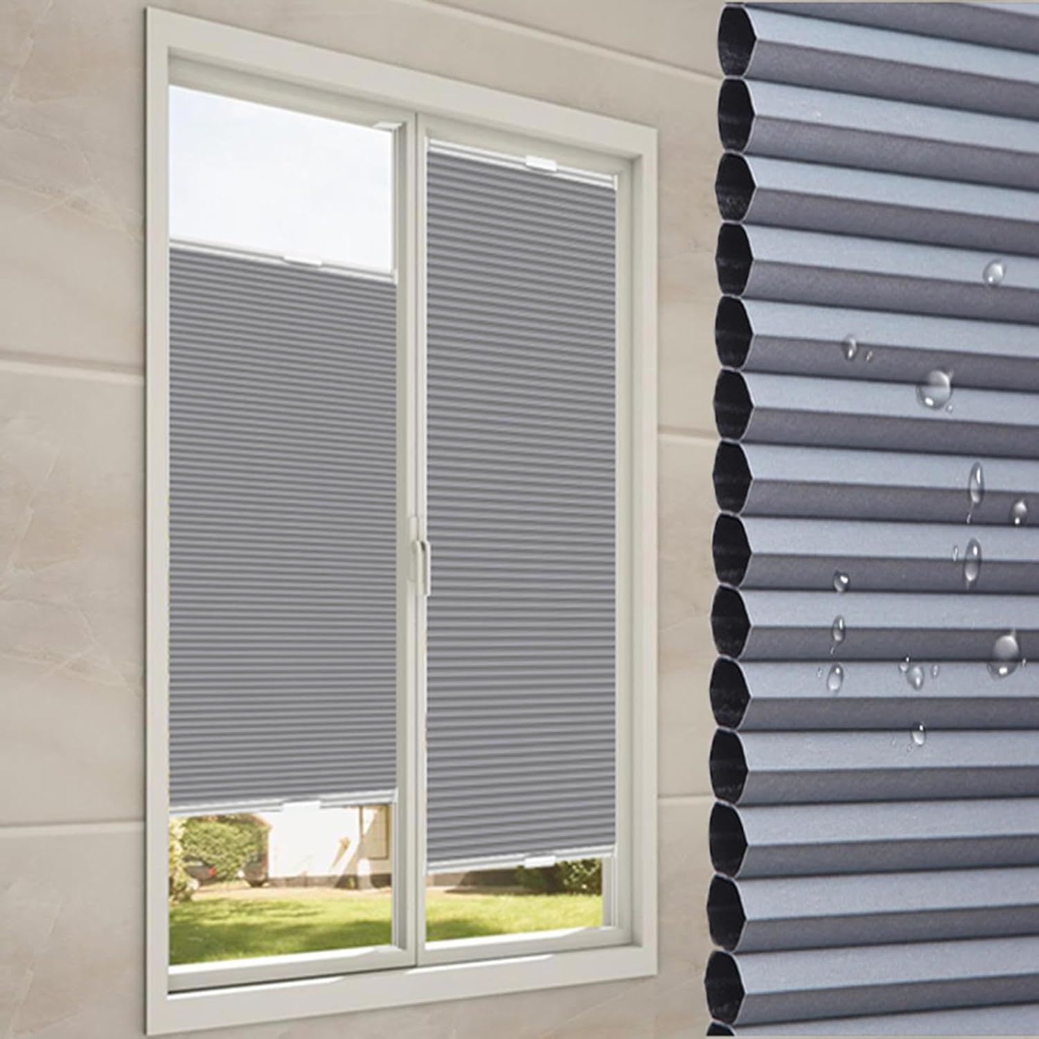 Top Down Bottom Up Honeycomb Shades,Retractable Pleated Blinds for Window & Door,Cellular Blackout Curtain,Customizable Roller Blinds-Grey,A-100x130cm/39.4 * 51.2in