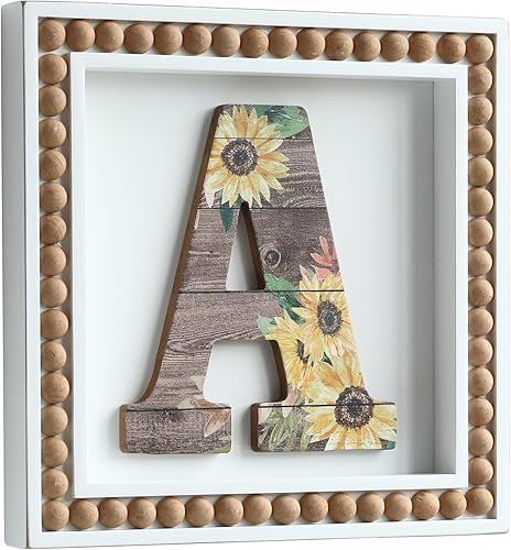 COLLECTIVE HOME - Letreros de pared con monograma, girasol decorativo con cuentas, letras personalizadas para decoración de pared, letreros del