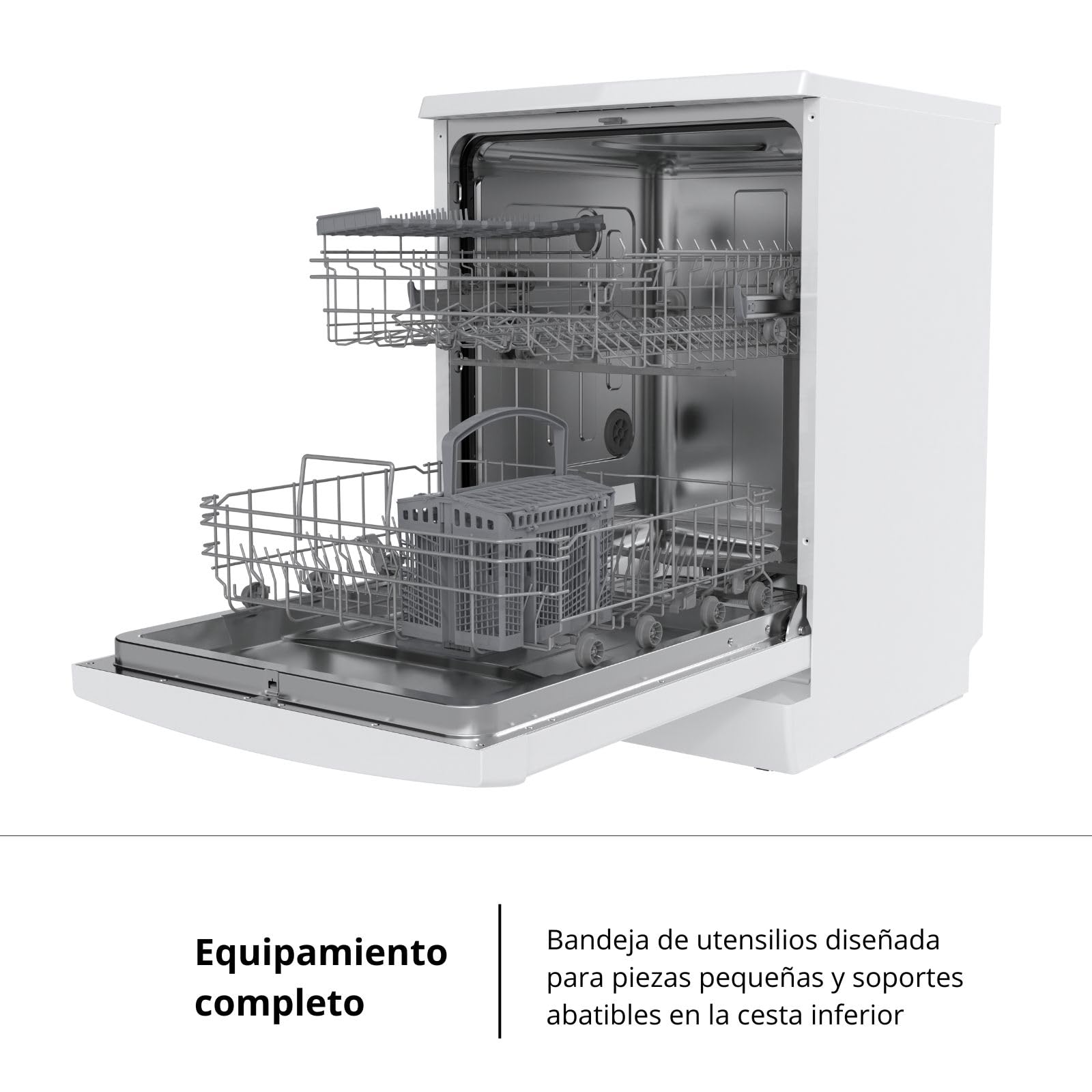 Corberó - Lavavajillas Plus | CLVM6025W | 84,5x59,8x61 cm | 13 Cubiertos | 8 lavados | Media Carga | Inicio Diferido | Función Autoapertura | Cesta Regulable | Display LED | 47 dB | Blanco | Clase D