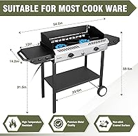 Vista 5 de Bestfire Estufa de propano de 2 quemadores, estufas de gas para acampar al aire libre, 150,000 BTU, encendido automático con regulador y estantes