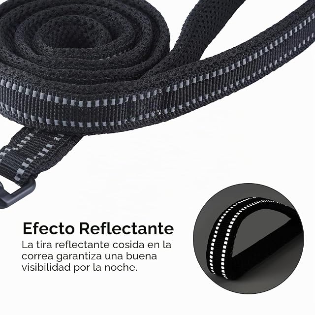 Foto 2 de 7 de PETTOM Correa para Perros Pequeños Grandes Medianos Reflectante Acolchado Suave Cómoda de Usar Evitar…