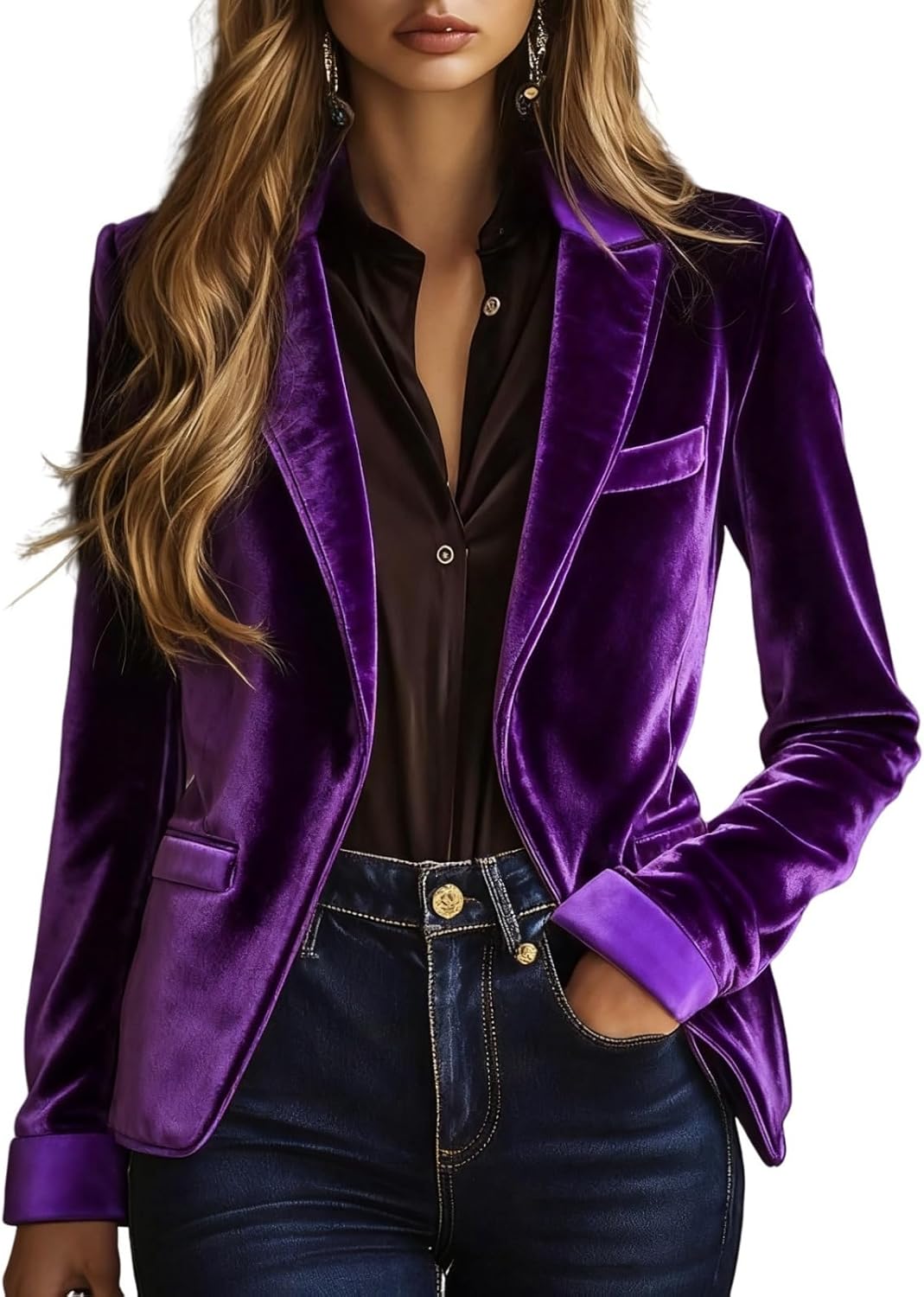 Womens Velvet Blazer Warm Peak Lapel Velvet Suit Jacket Solid Prom Women Blazer for Wedding Office