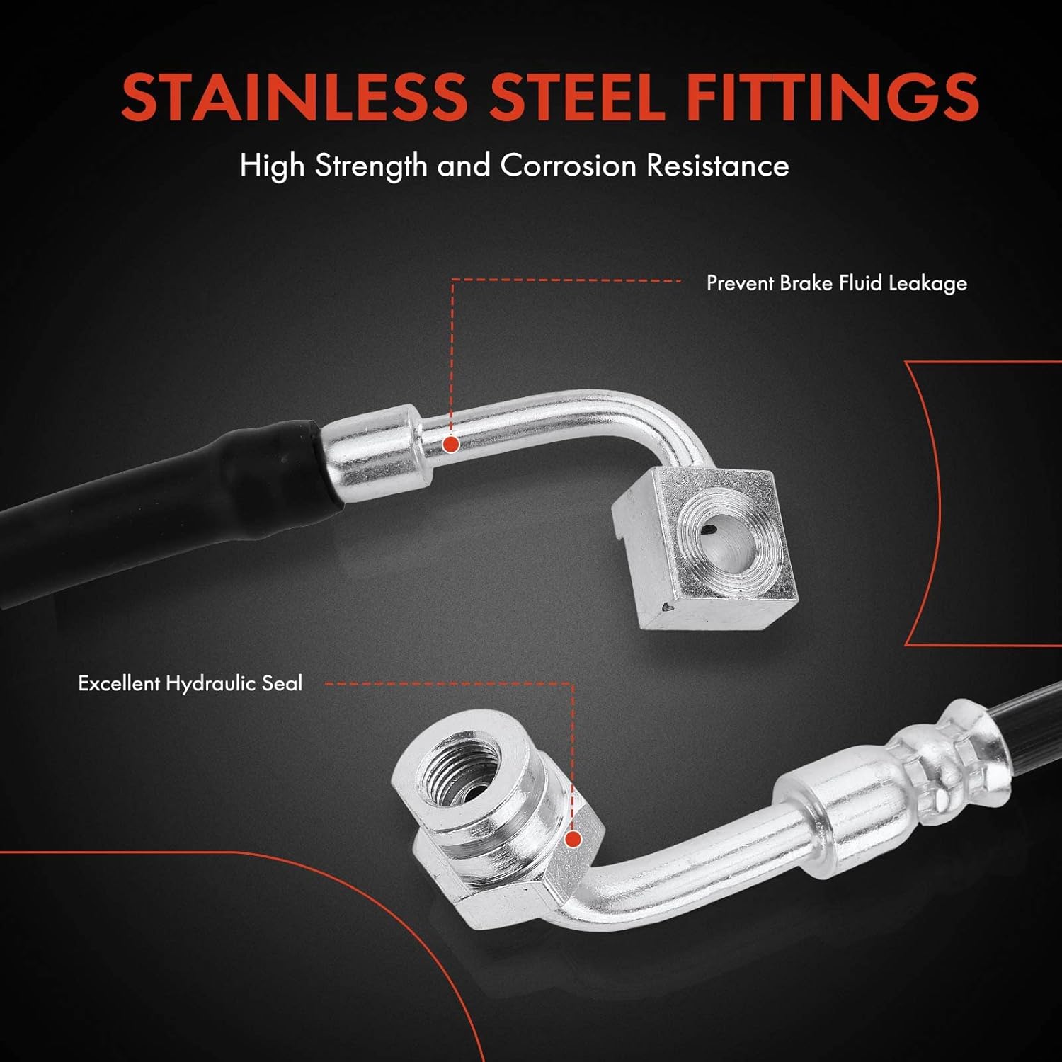 A-Premium Front Passenger Brake Hydraulic Hose Compatible with Ford Models - E-250, E-250/ E-350 Econoline, E-350/E-350 Econoline Club Wagon, E-350/E-450/Econoline Super Duty - Replace# 2C2Z2078BC