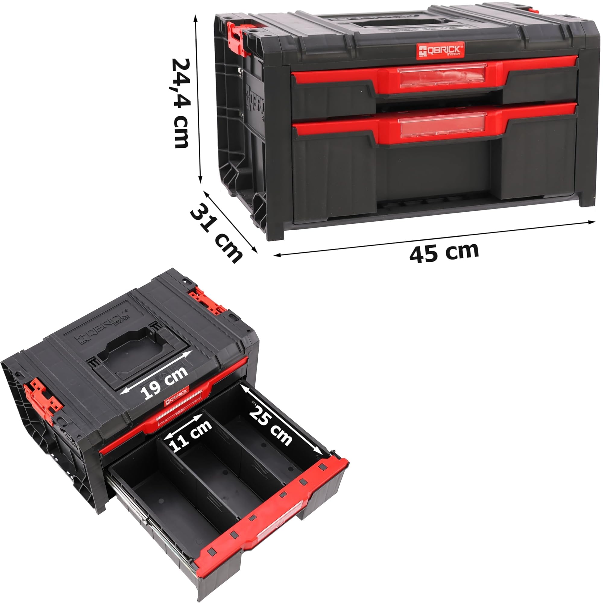 Juego de caja de herramientas con ruedas, cajón doble, organizador de caja de herramientas, caja con asa de 139 cm de altura, set modular para garaje taller PRO