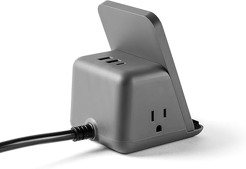 Miniatura 2 de HALO Almohadilla de carga inalámbrica con 3 puertos USB y 2 salidas de CA, conveniente estación de carga para hasta cinco dispositivos, carbón