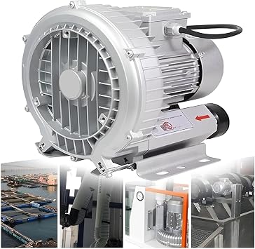 High-Pressure Vortex Ring Blower for Air Blowing or Suction - 0.16HP1.48HP Regenerative Blower, 50Hz, Efficient and Reliable,250W/0.34HP