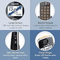 Vista 3 de Panasonic Link2Cell - Sistema de teléfono inalámbrico expandible Bluetooth DECT 6.0 con contestador automático y bloqueo de llamadas - 3 auriculares