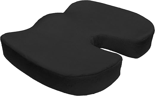 Bookishbunny Coccyx Orthopedic Memory Foam Office Chair and Car Seat Pad Comfort Cushion for Back Pain and Sciatica Relief (Black)