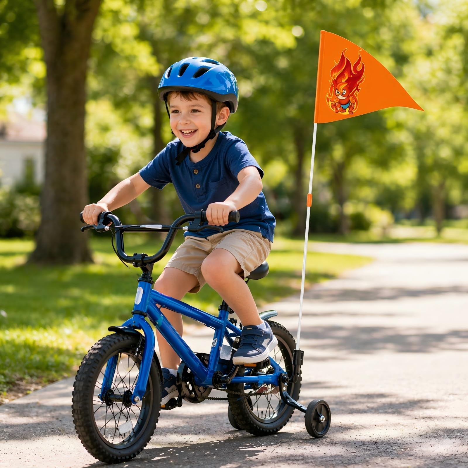 3 Pezzi gagliardetto per Bicicletta - Bicicletta Bandiera Sicurezza - Bandiere Regolabili a 5 aste - Adatto per Biciclette da Bambino