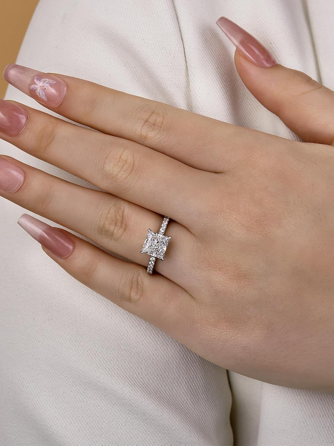 2.0CT Elegant Princess Cut Engagement Ring, S925 Silver AAAAA Grade CZ Promise Ring for Women - Image 4